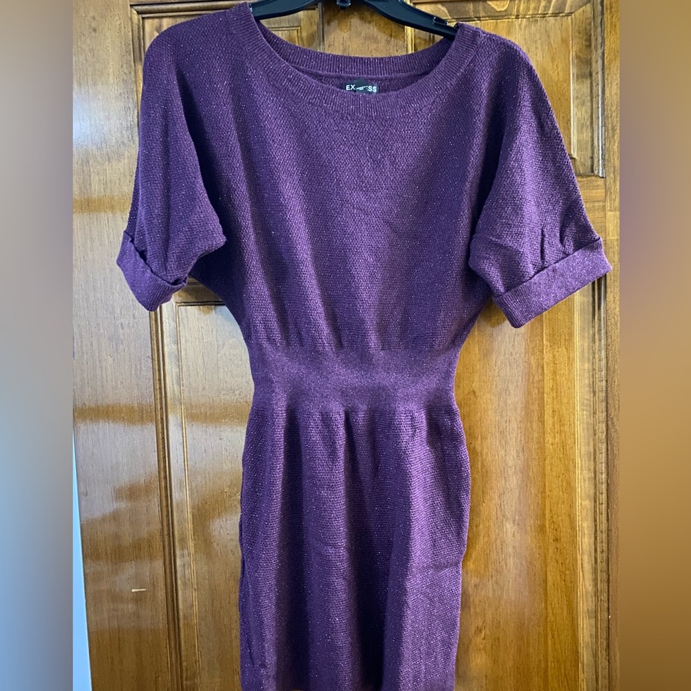 Express Purple Short Sleeve Sweater Dress